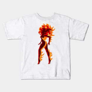 Fiery Girl Illustration Kids T-Shirt